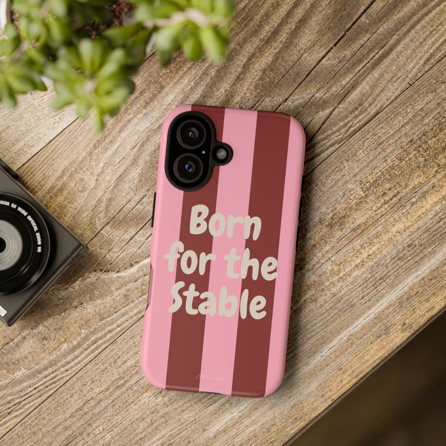 Phone Case — "Born for the Stable" Pink Striped Protective Tough Case