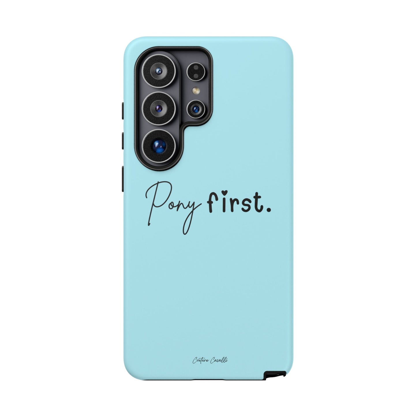 Pony First Phone Case - Protective Tough iPhone Cover with Minimalist Equestrian Script