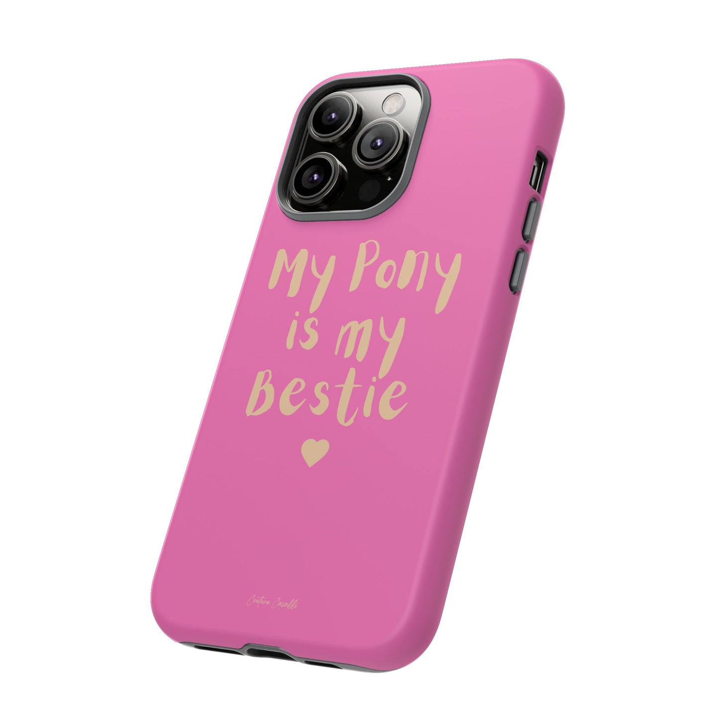 Pink 'My Pony Is My Bestie' Tough Phone Case I Handyhülle I Personalisiert mit Ponynamen
