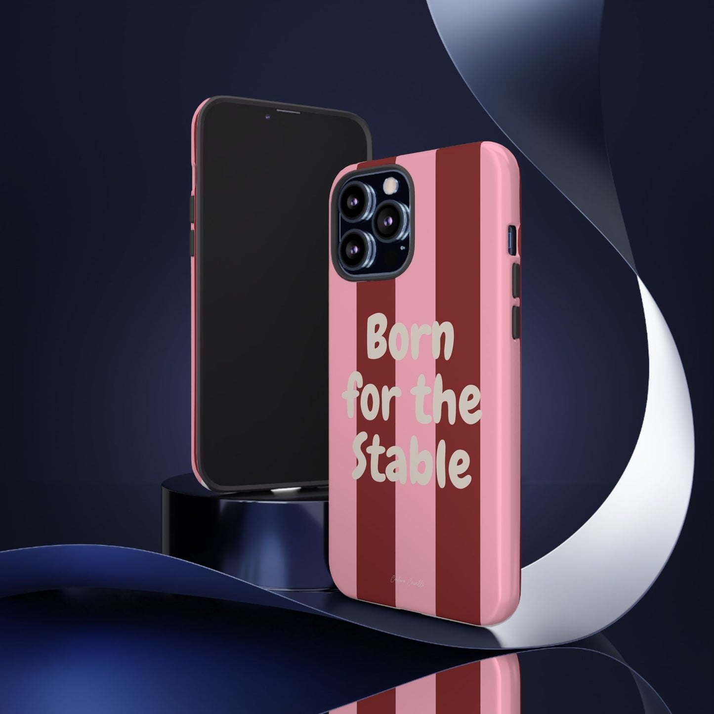 Phone Case — "Born for the Stable" Pink Striped Protective Tough Case