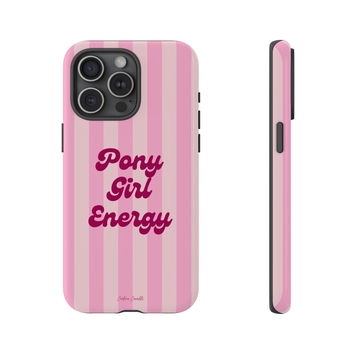 Pony Girl Energy Tough Phone Case — Pink Striped Protective Cover