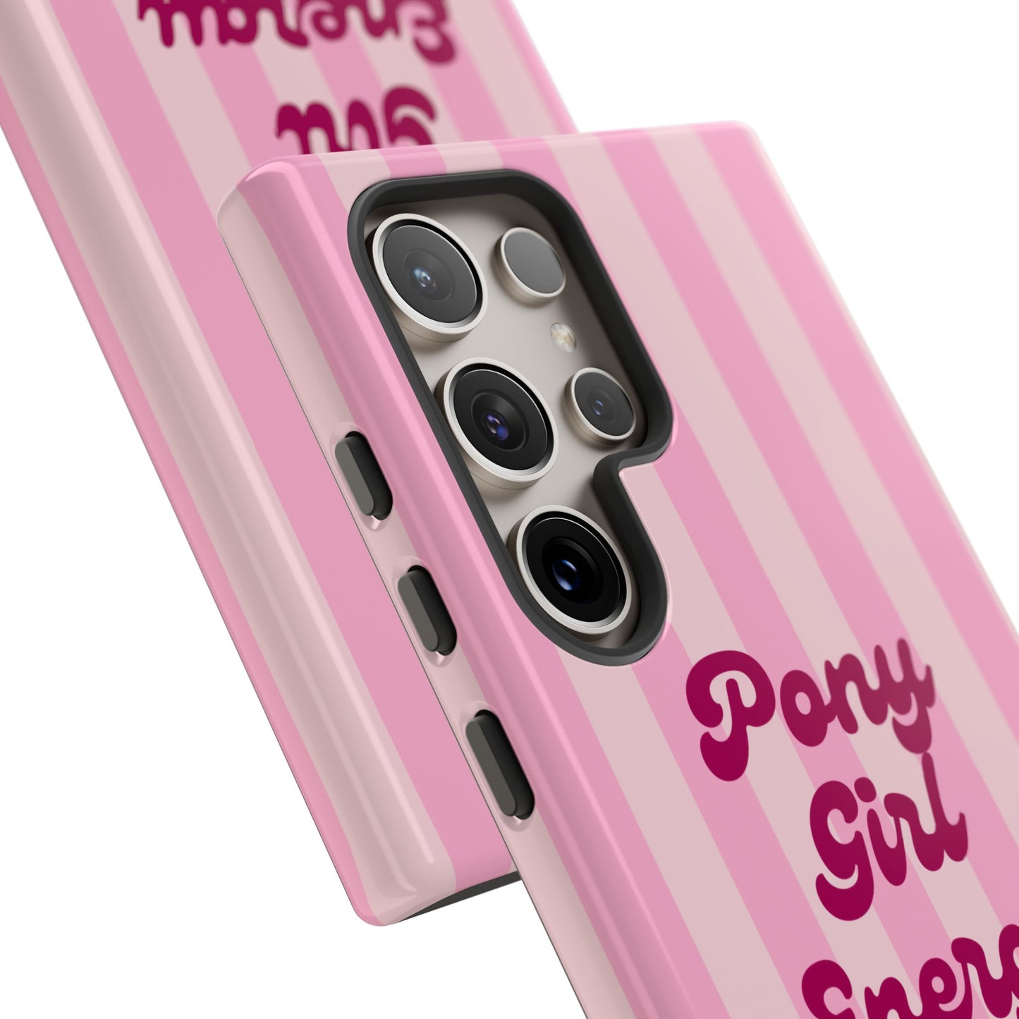 Pony Girl Energy Tough Phone Case — Pink Striped Protective Cover