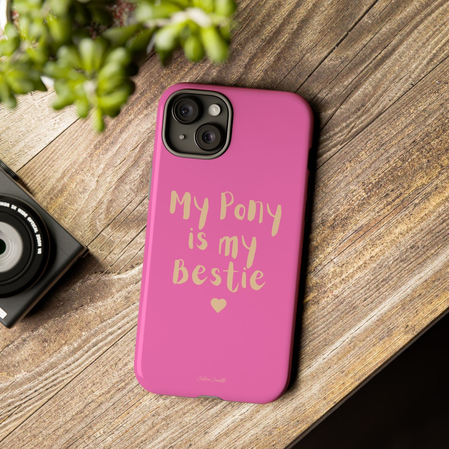 Pink 'My Pony Is My Bestie' Tough Phone Case I Handyhülle I Personalisiert mit Ponynamen