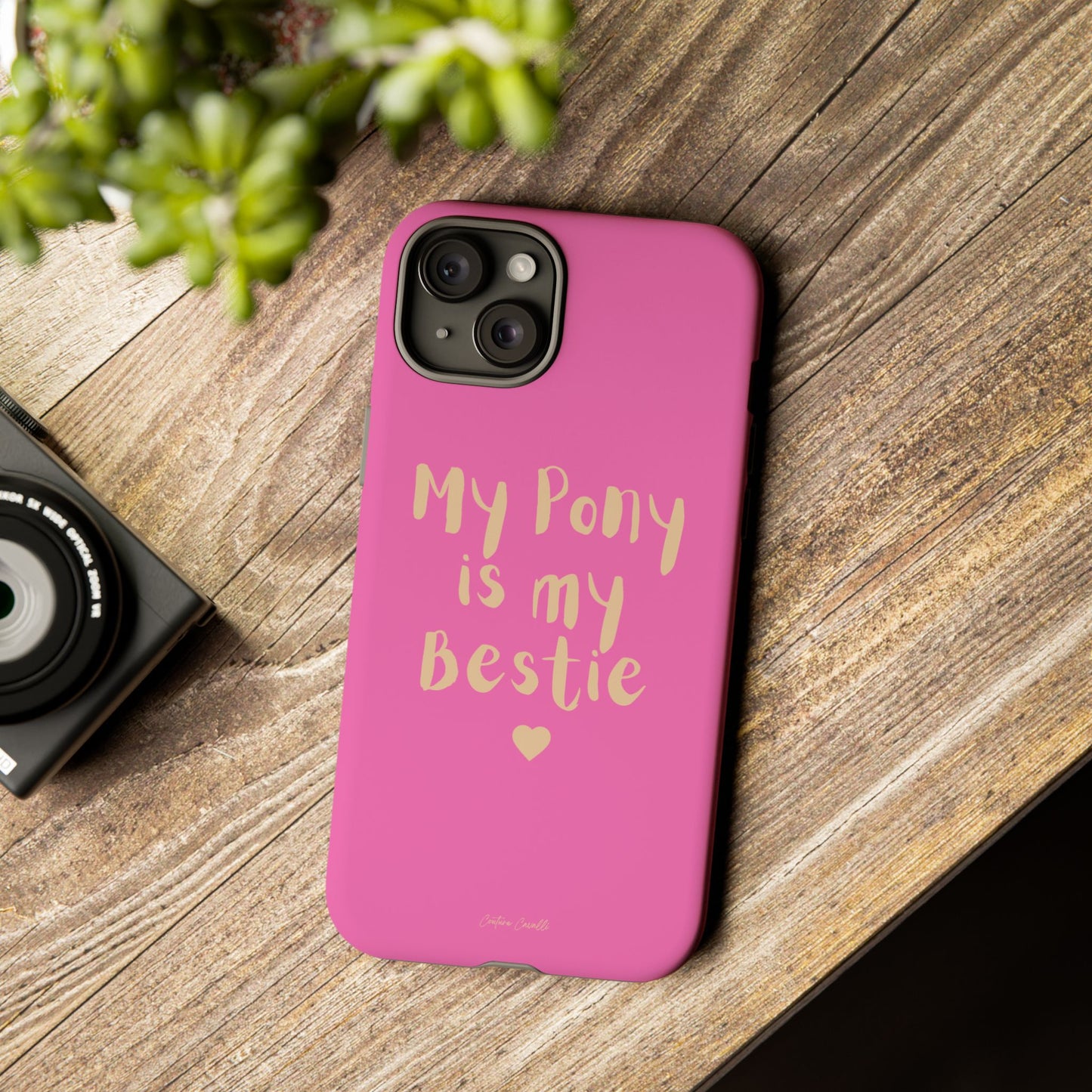 Pink 'My Pony Is My Bestie' Tough Phone Case I Handyhülle I Personalisiert mit Ponynamen