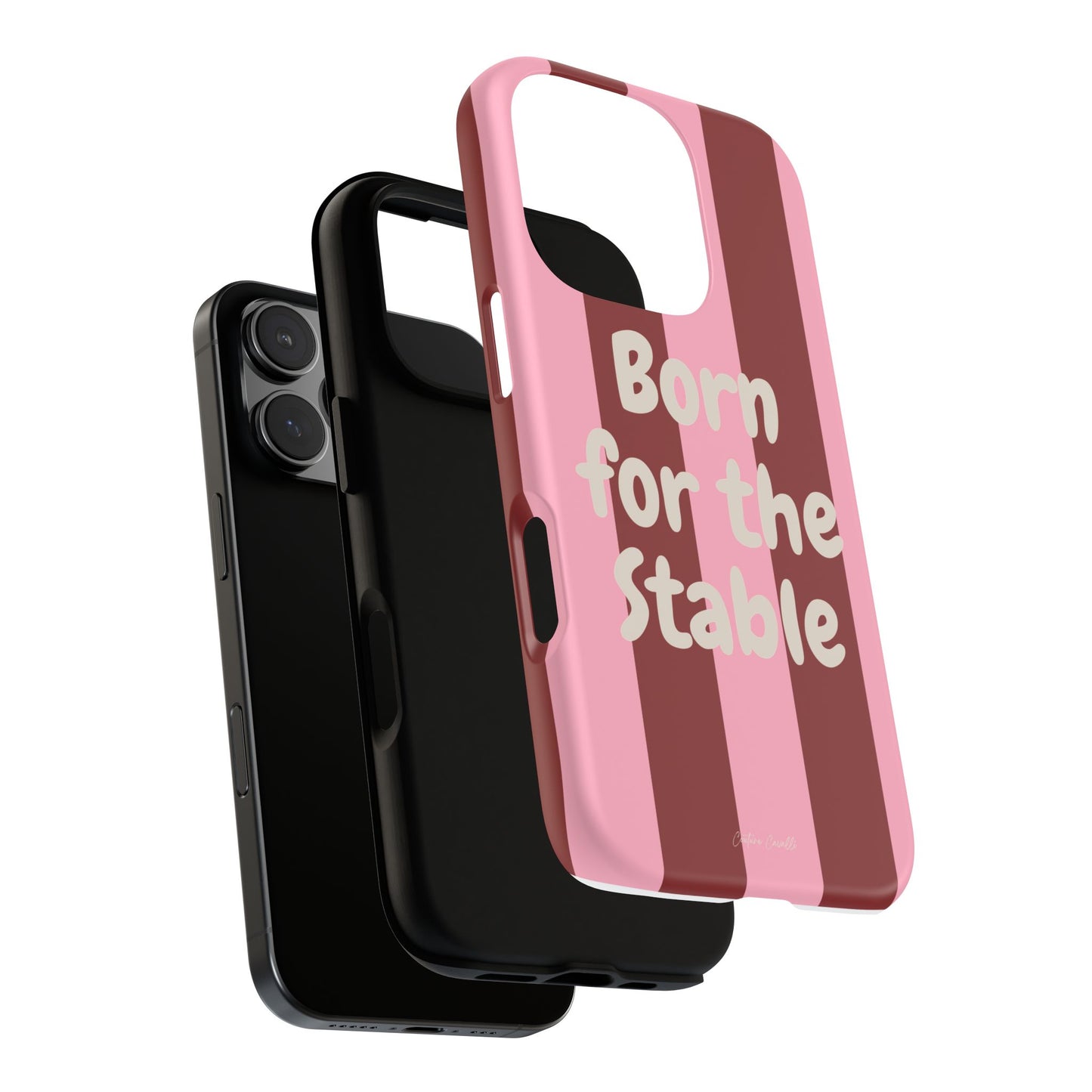 Phone Case — "Born for the Stable" Pink Striped Protective Tough Case