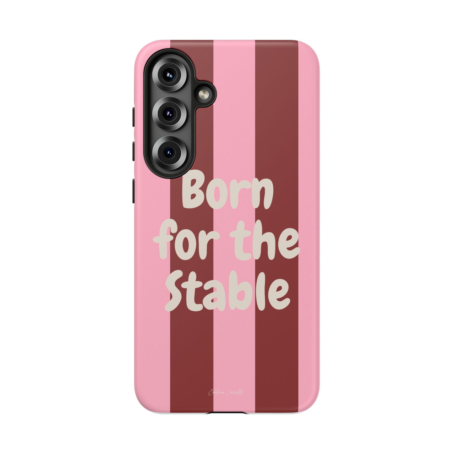 Phone Case — "Born for the Stable" Pink Striped Protective Tough Case
