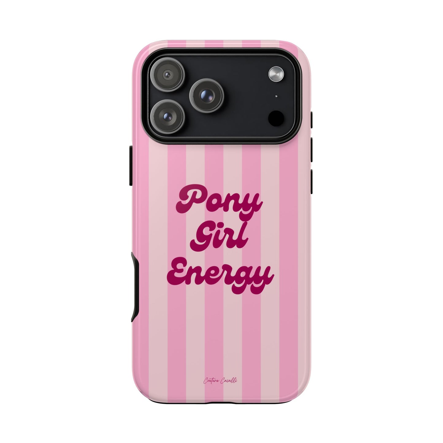 Pony Girl Energy Tough Phone Case — Pink Striped Protective Cover