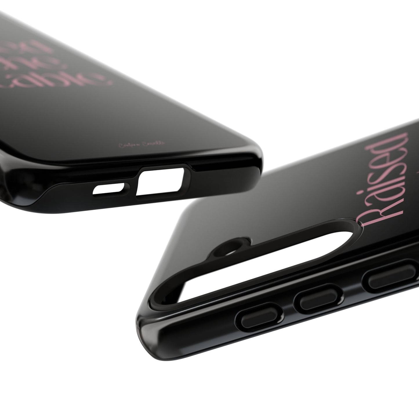 Raised in the Stable Phone Case — Black Protective Tough Case with Pink Script
