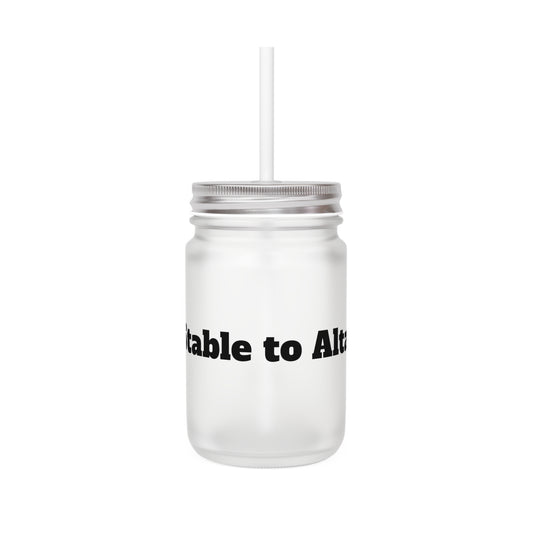 Mason Jar Tumbler with Handle — "Stable to Alco" Novelty Drinkware