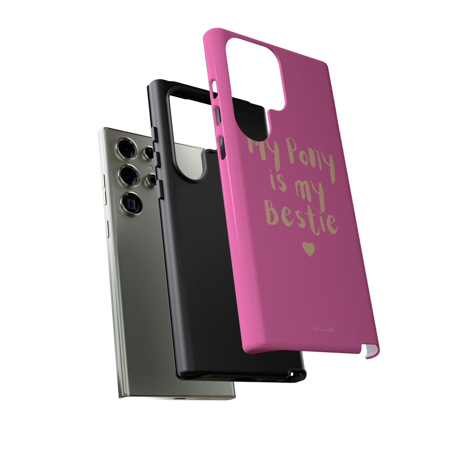 Pink 'My Pony Is My Bestie' Tough Phone Case I Handyhülle I Personalisiert mit Ponynamen