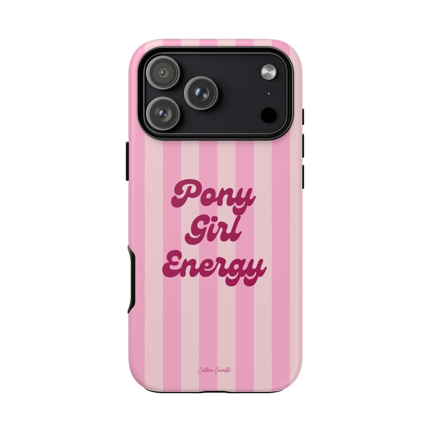 Pony Girl Energy Tough Phone Case — Pink Striped Protective Cover