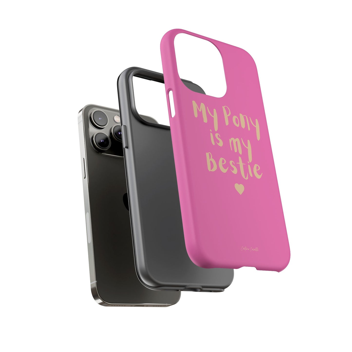 Pink 'My Pony Is My Bestie' Tough Phone Case I Handyhülle I Personalisiert mit Ponynamen