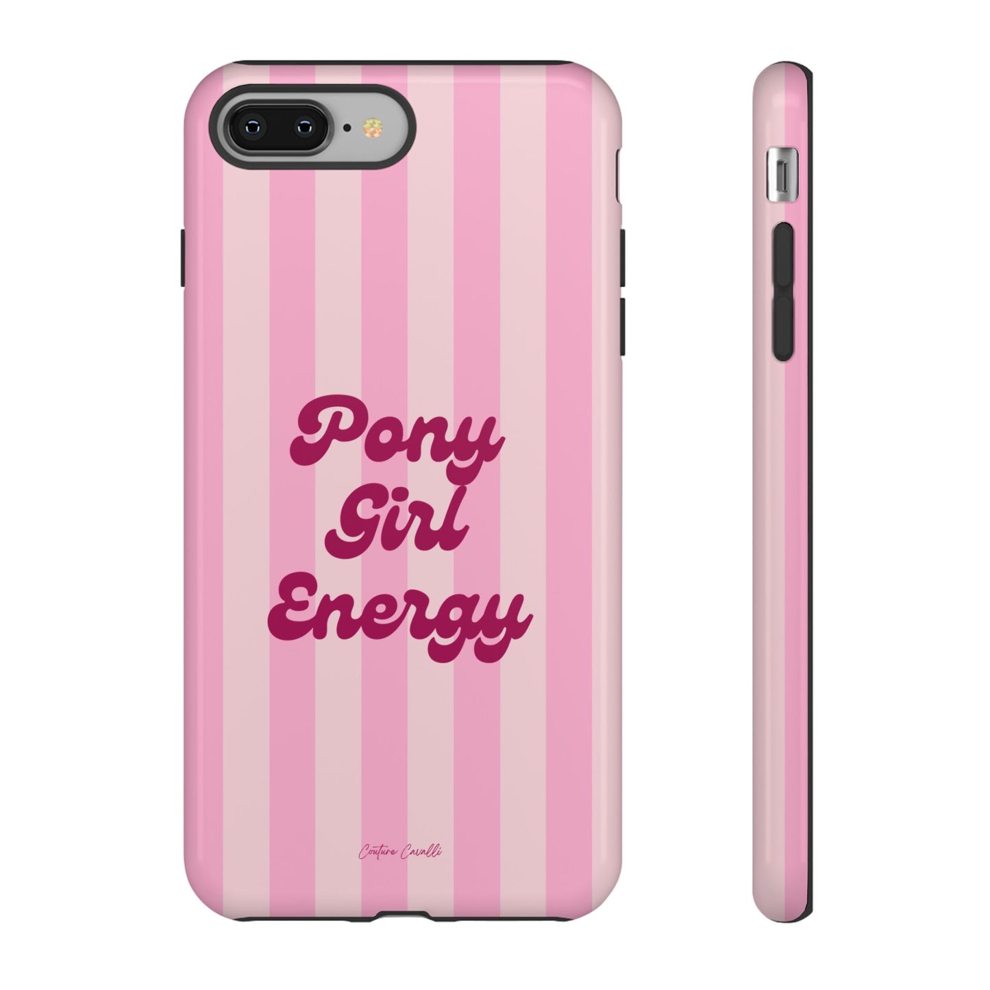 Pony Girl Energy Tough Phone Case — Pink Striped Protective Cover