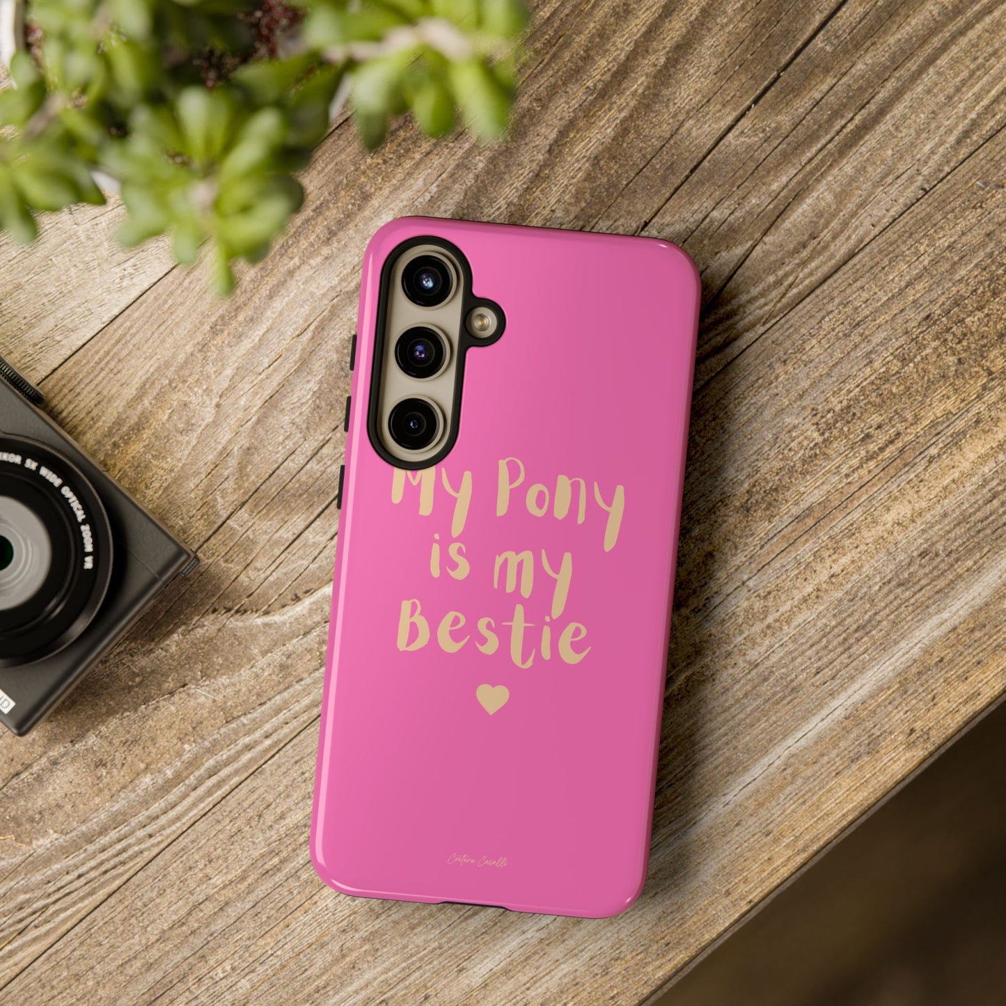 Pink 'My Pony Is My Bestie' Tough Phone Case I Handyhülle I Personalisiert mit Ponynamen