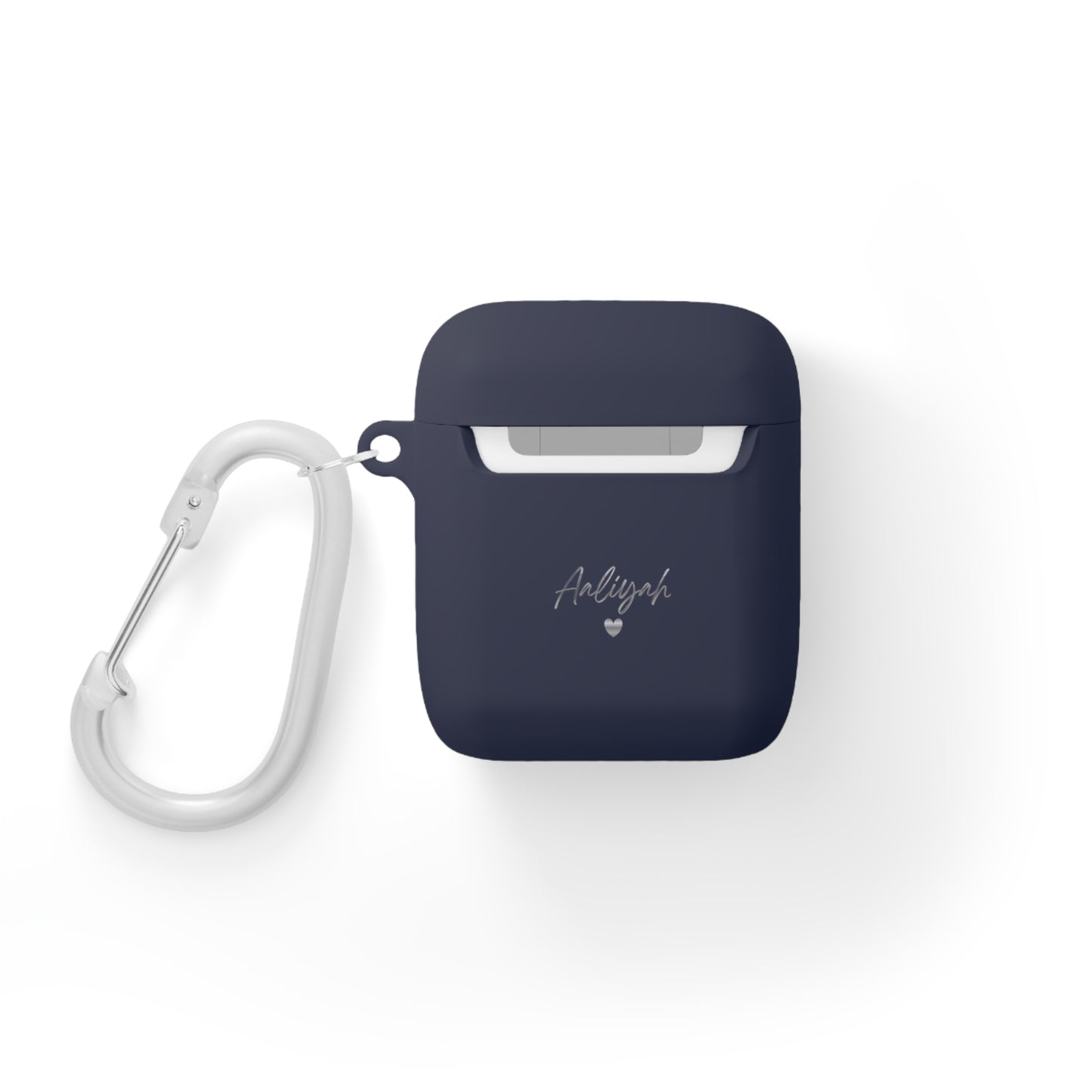 Minimal Personalized AirPods Case Cover — Custom Name Script with Carabiner