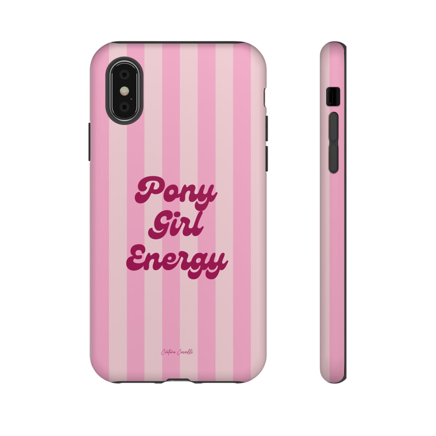 Pony Girl Energy Tough Phone Case — Pink Striped Protective Cover