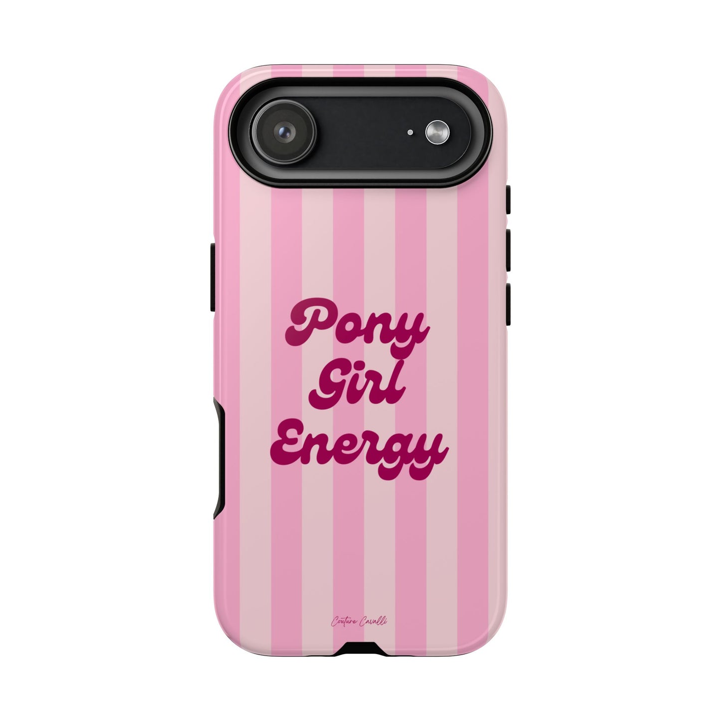 Pony Girl Energy Tough Phone Case — Pink Striped Protective Cover