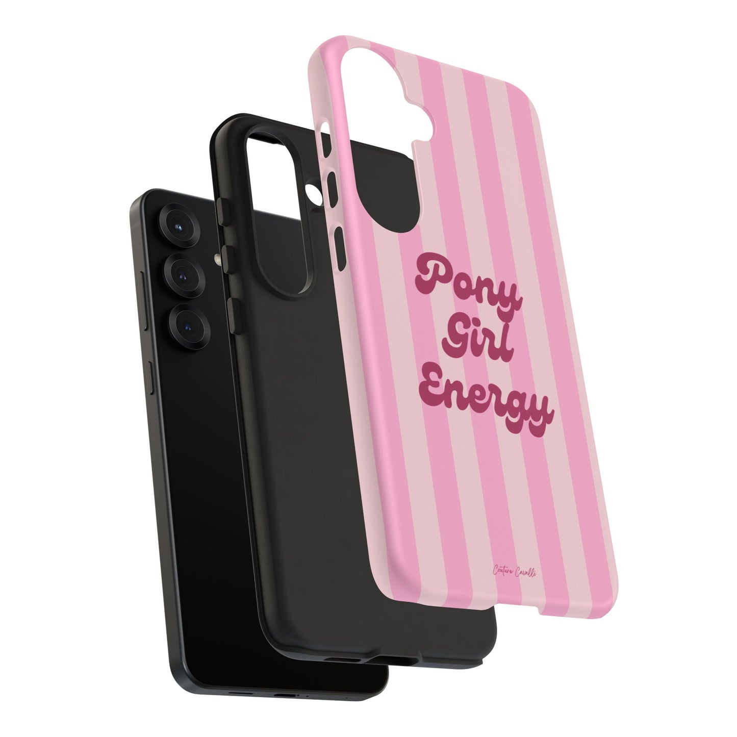Pony Girl Energy Tough Phone Case — Pink Striped Protective Cover