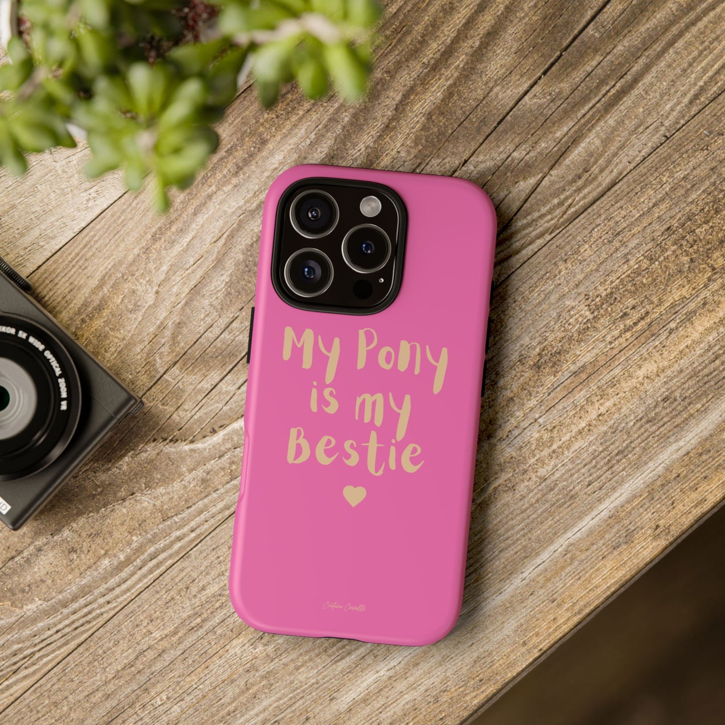 Pink 'My Pony Is My Bestie' Tough Phone Case I Handyhülle I Personalisiert mit Ponynamen