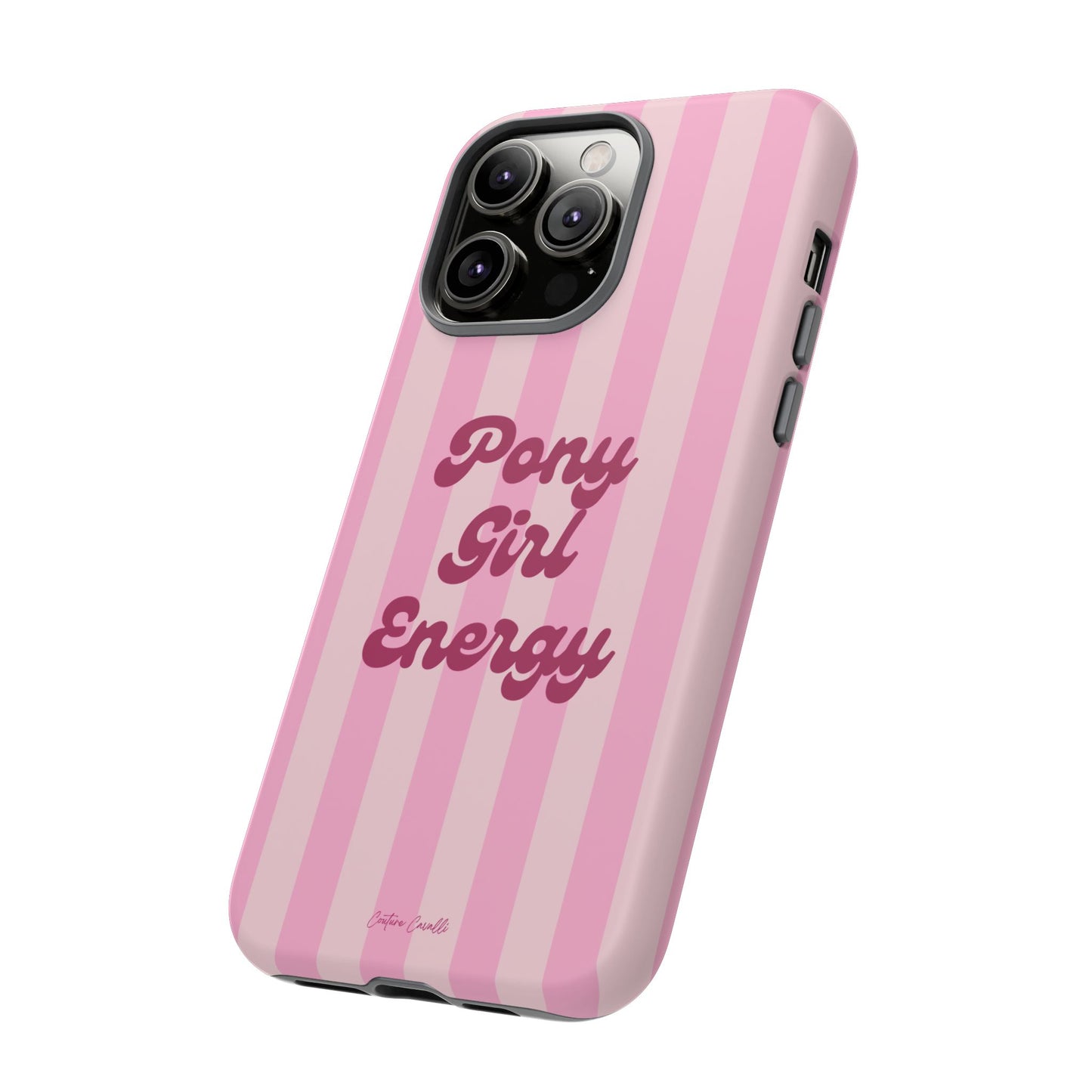 Pony Girl Energy Tough Phone Case — Pink Striped Protective Cover