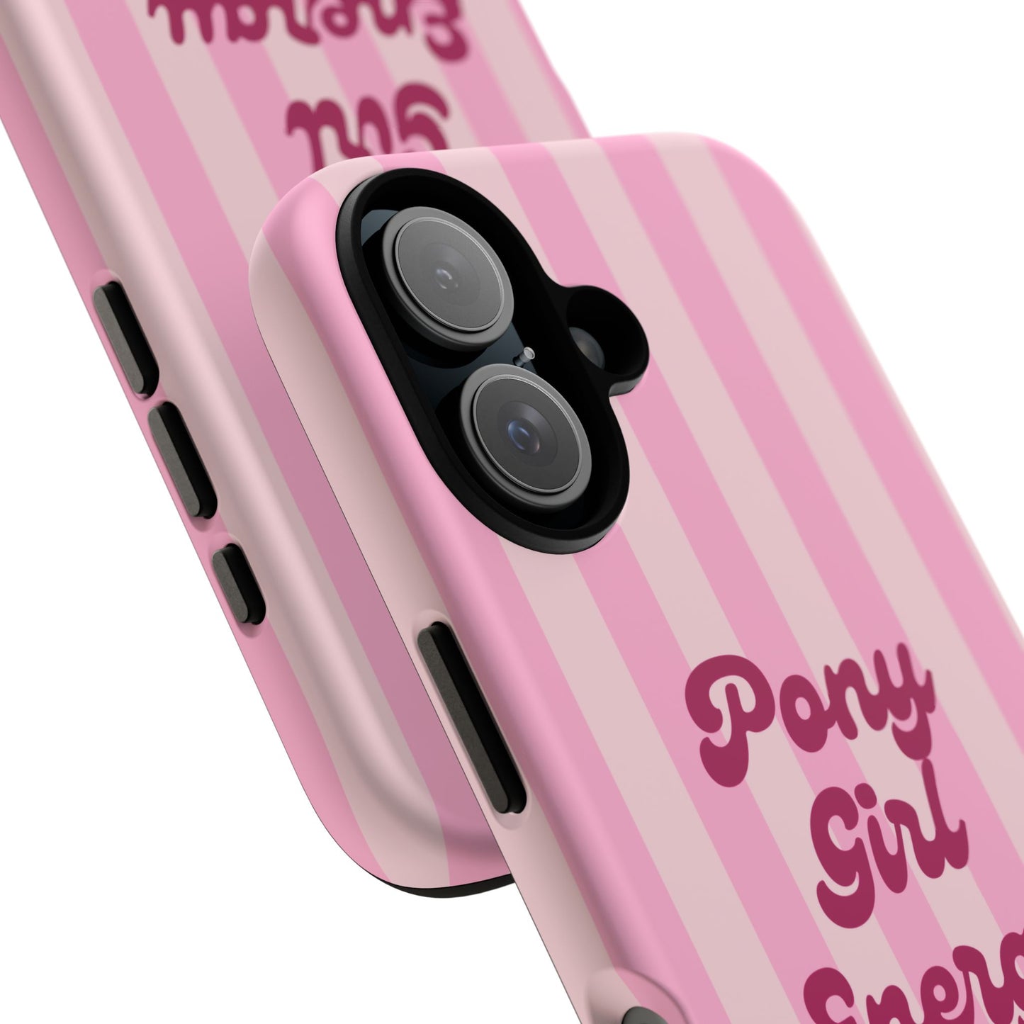 Pony Girl Energy Tough Phone Case — Pink Striped Protective Cover
