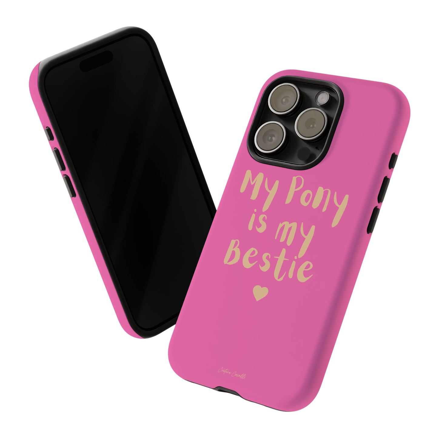 Pink 'My Pony Is My Bestie' Tough Phone Case I Handyhülle I Personalisiert mit Ponynamen
