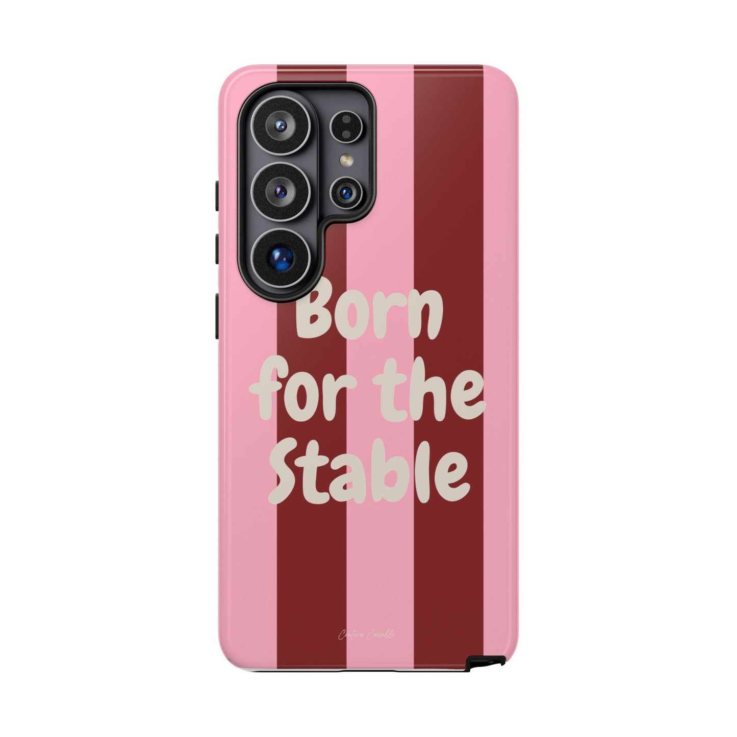 Phone Case — "Born for the Stable" Pink Striped Protective Tough Case