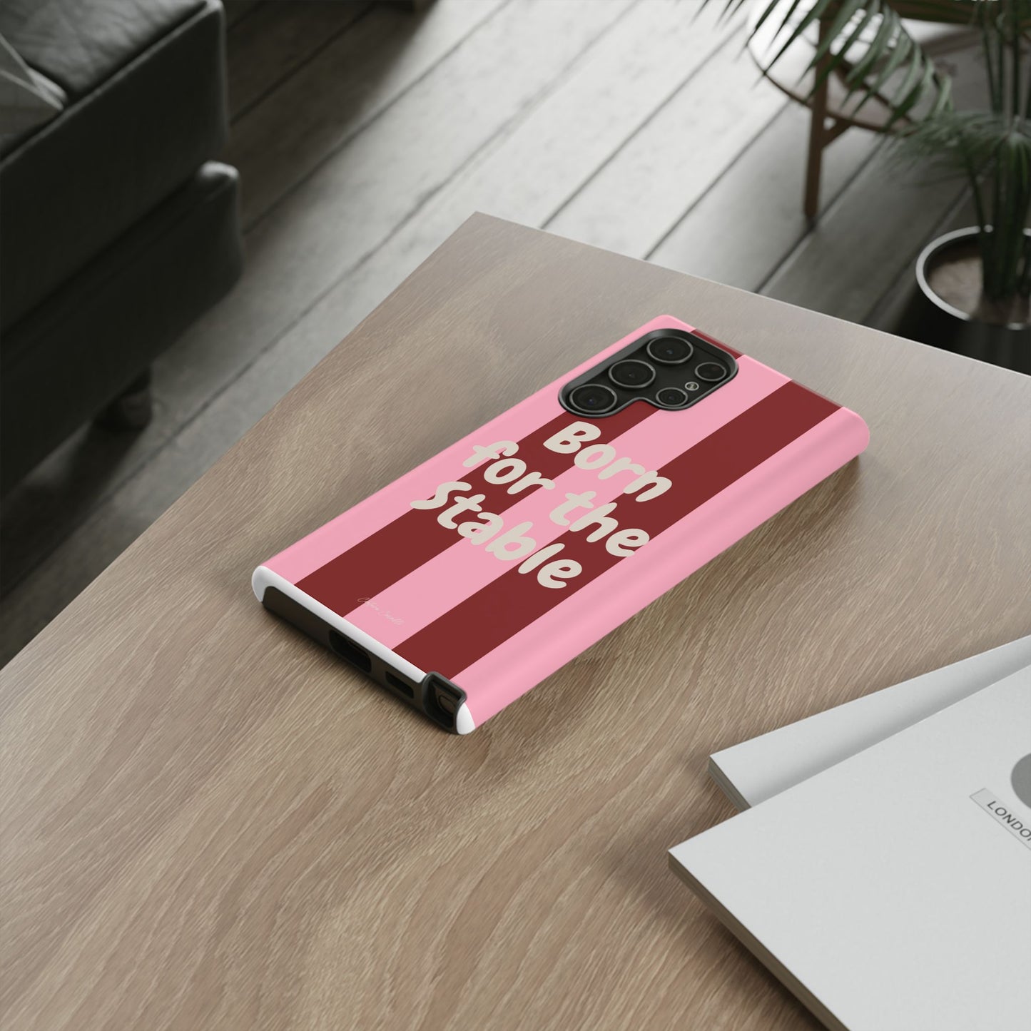 Phone Case — "Born for the Stable" Pink Striped Protective Tough Case