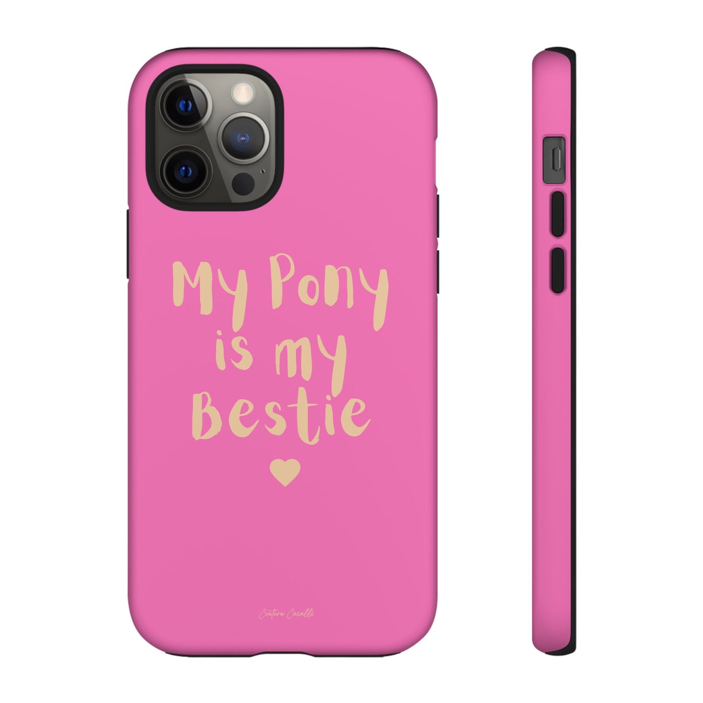 Pink 'My Pony Is My Bestie' Tough Phone Case I Handyhülle I Personalisiert mit Ponynamen