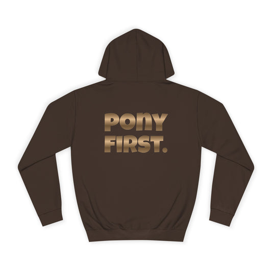 Pony First Hoodie — Metallic Gold Back Print