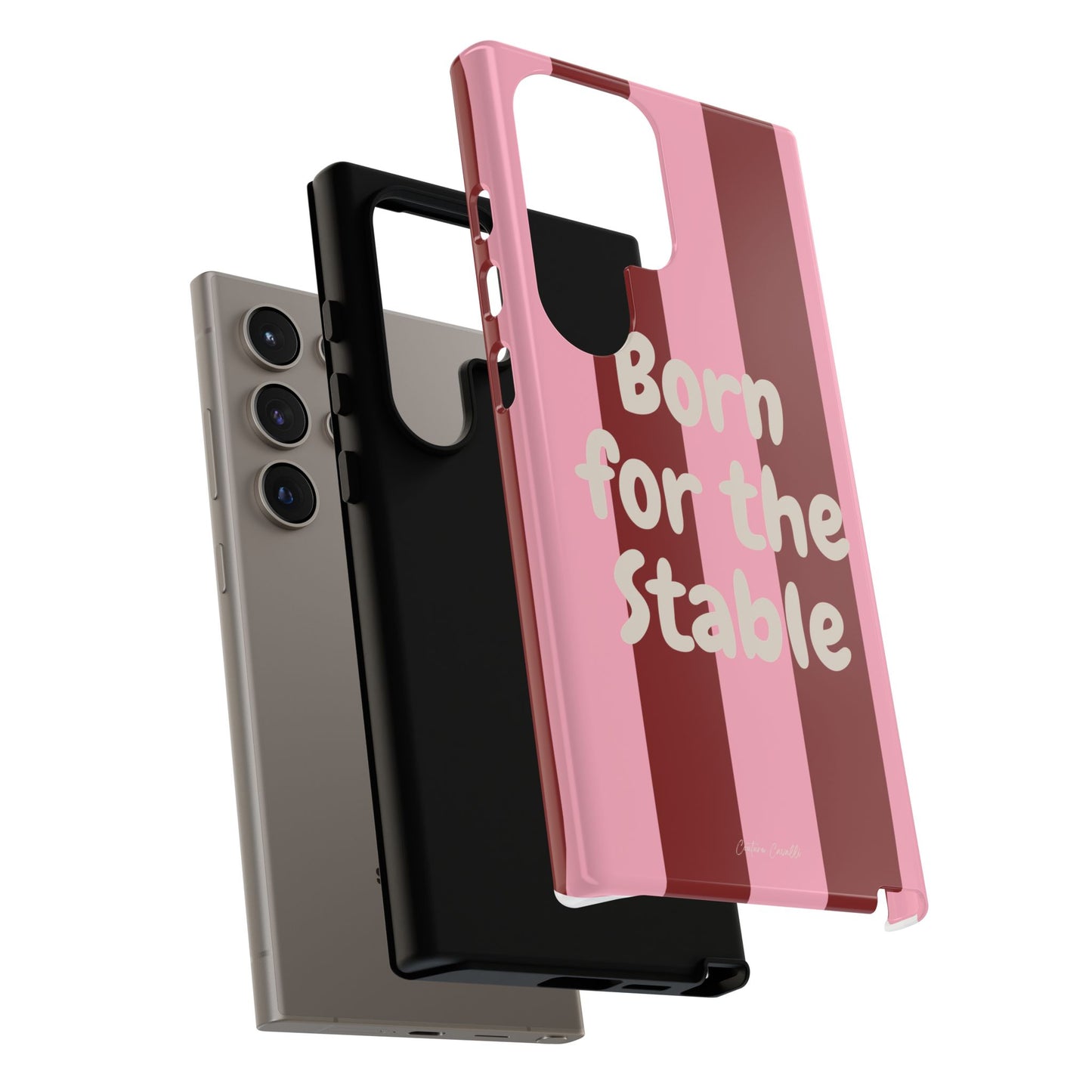 Phone Case — "Born for the Stable" Pink Striped Protective Tough Case