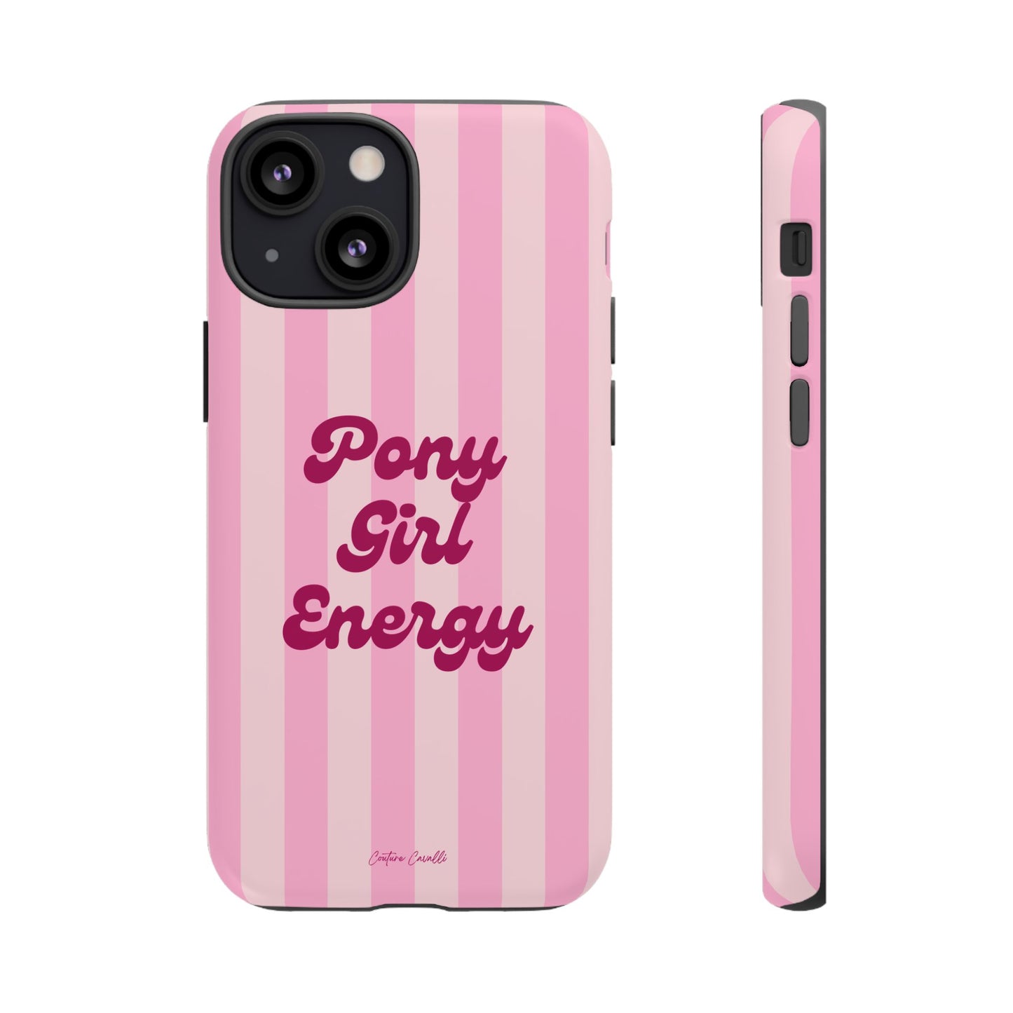 Pony Girl Energy Tough Phone Case — Pink Striped Protective Cover