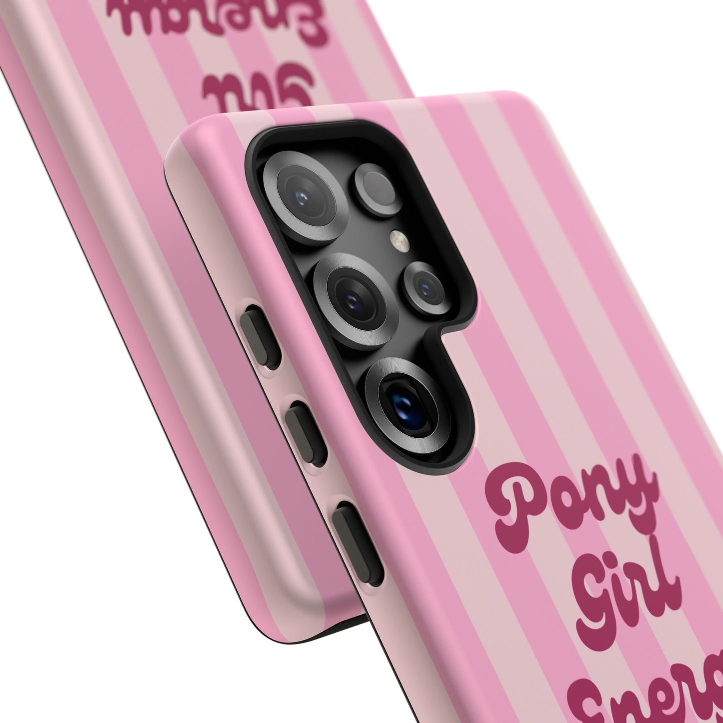 Pony Girl Energy Tough Phone Case — Pink Striped Protective Cover