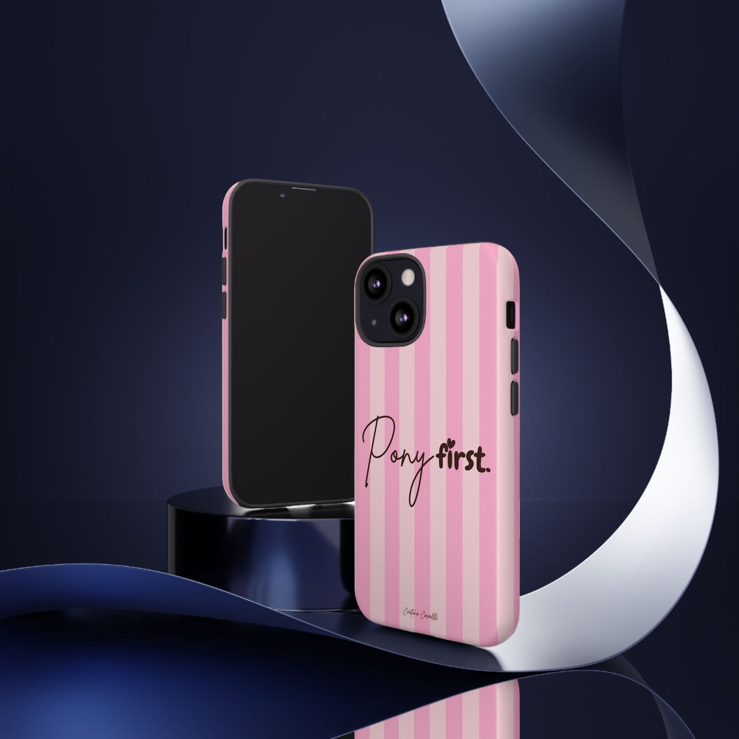Pony First Phone Case — Pink Striped Tough Case for Horse Lovers
