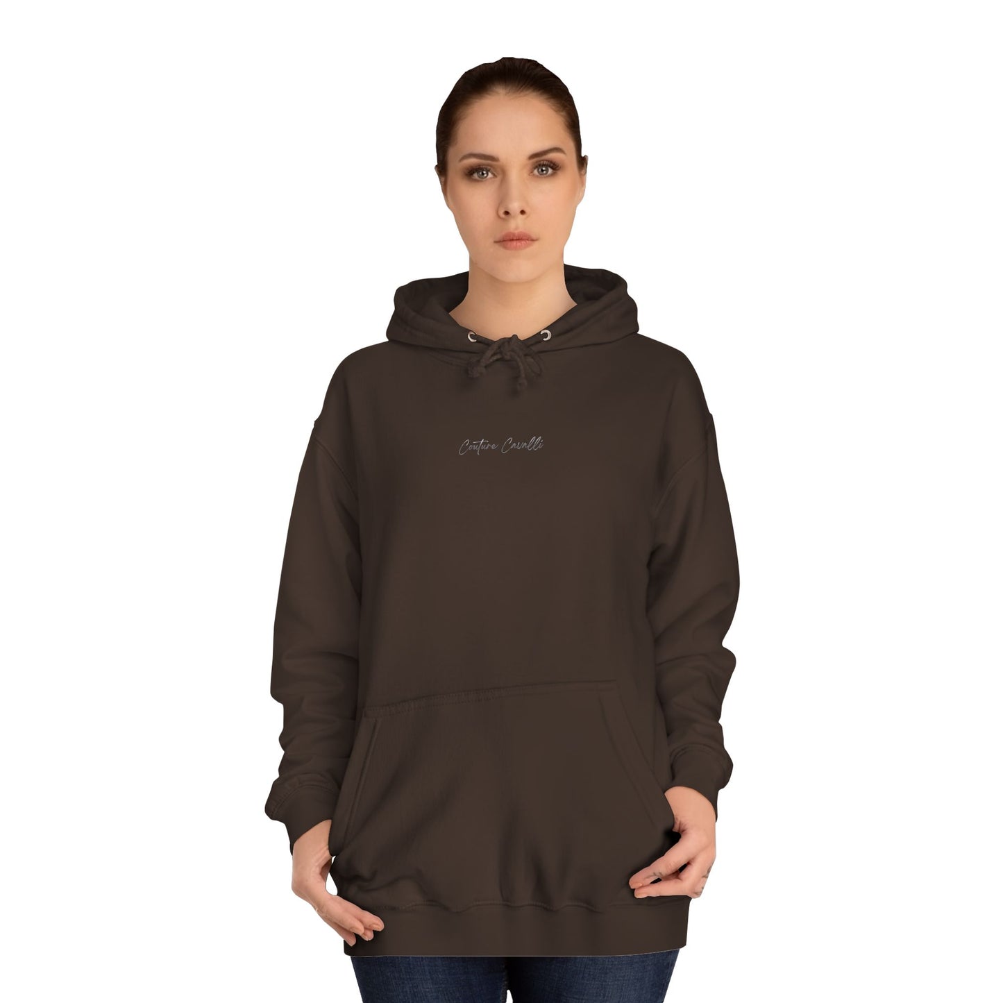 College Hoodie — 'PONY FIRST.' Metallic Back Print, Casual Campus Pullover