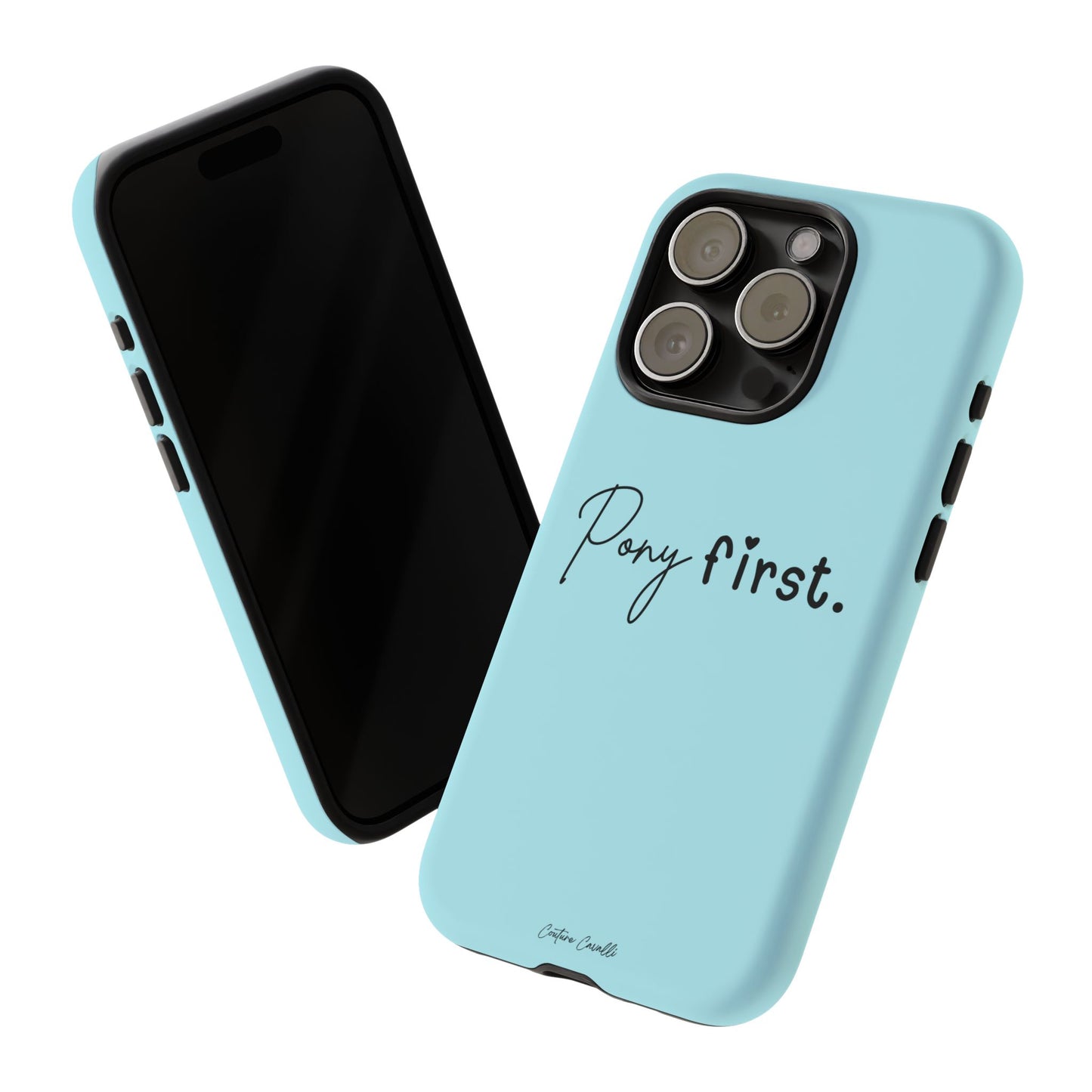 Pony First Phone Case - Protective Tough iPhone Cover with Minimalist Equestrian Script