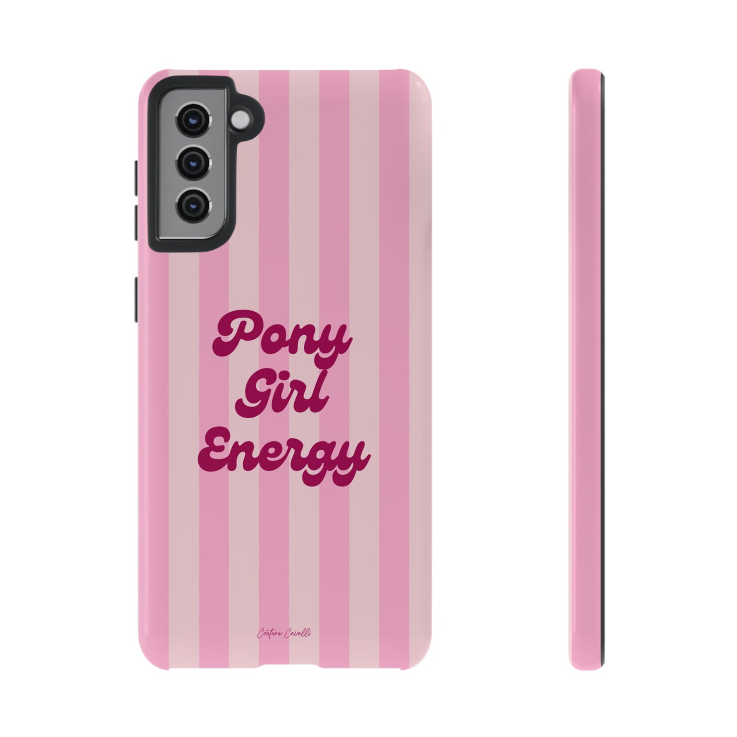 Pony Girl Energy Tough Phone Case — Pink Striped Protective Cover