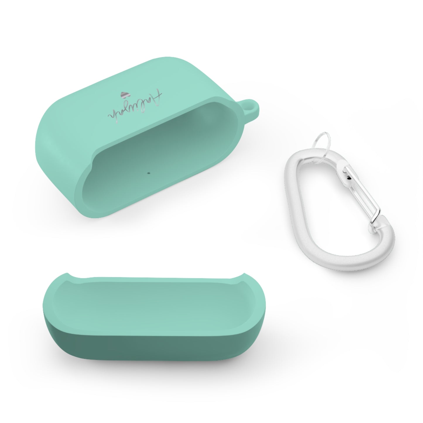 Minimal Personalized AirPods Case Cover — Custom Name Script with Carabiner