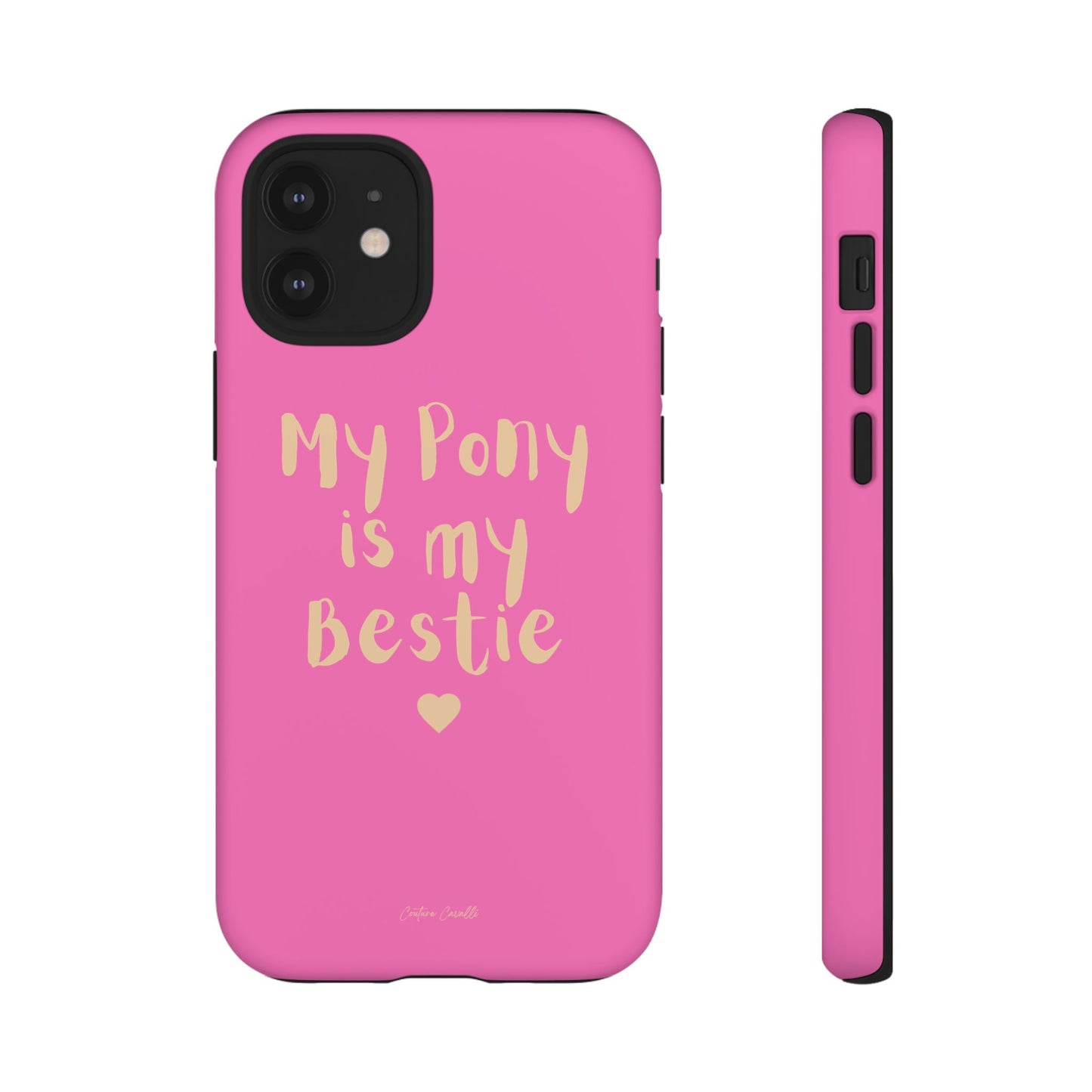 Pink 'My Pony Is My Bestie' Tough Phone Case I Handyhülle I Personalisiert mit Ponynamen