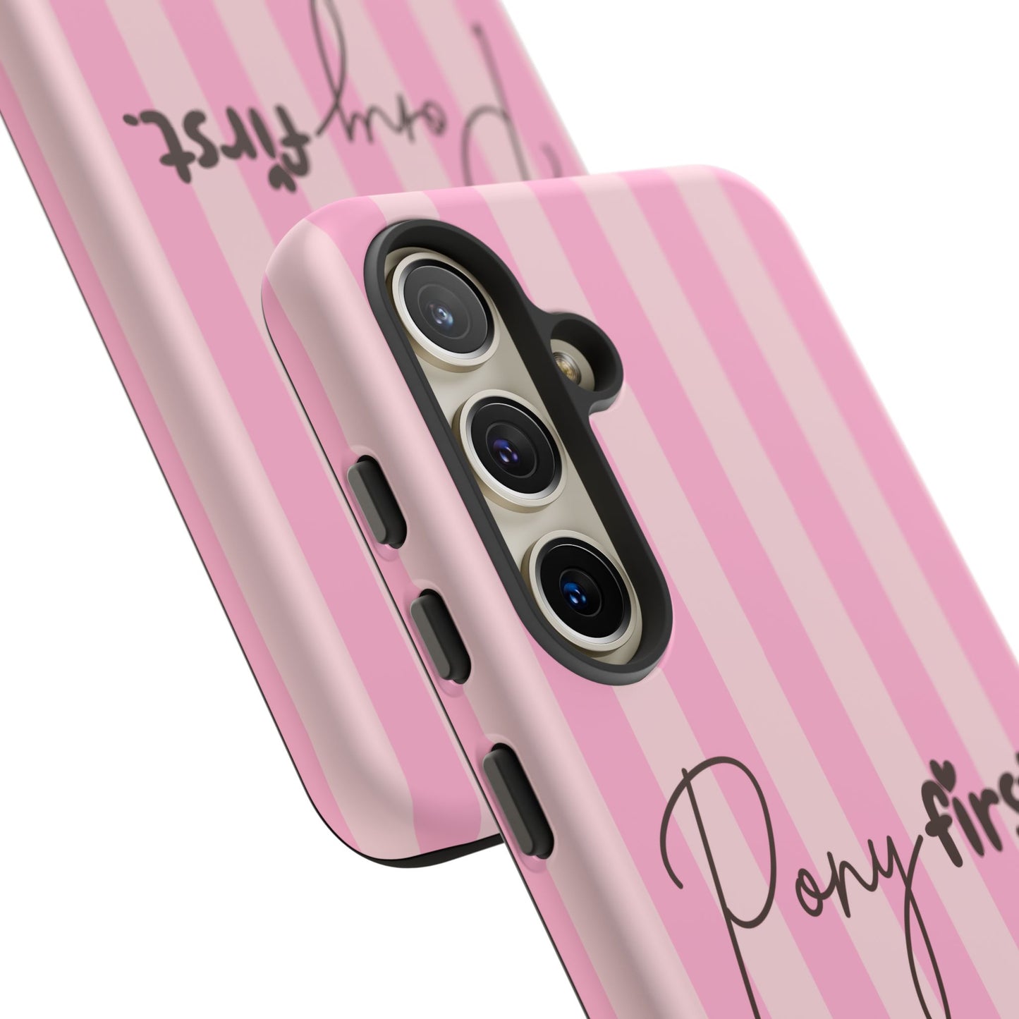 Pony First Phone Case — Pink Striped Tough Case for Horse Lovers