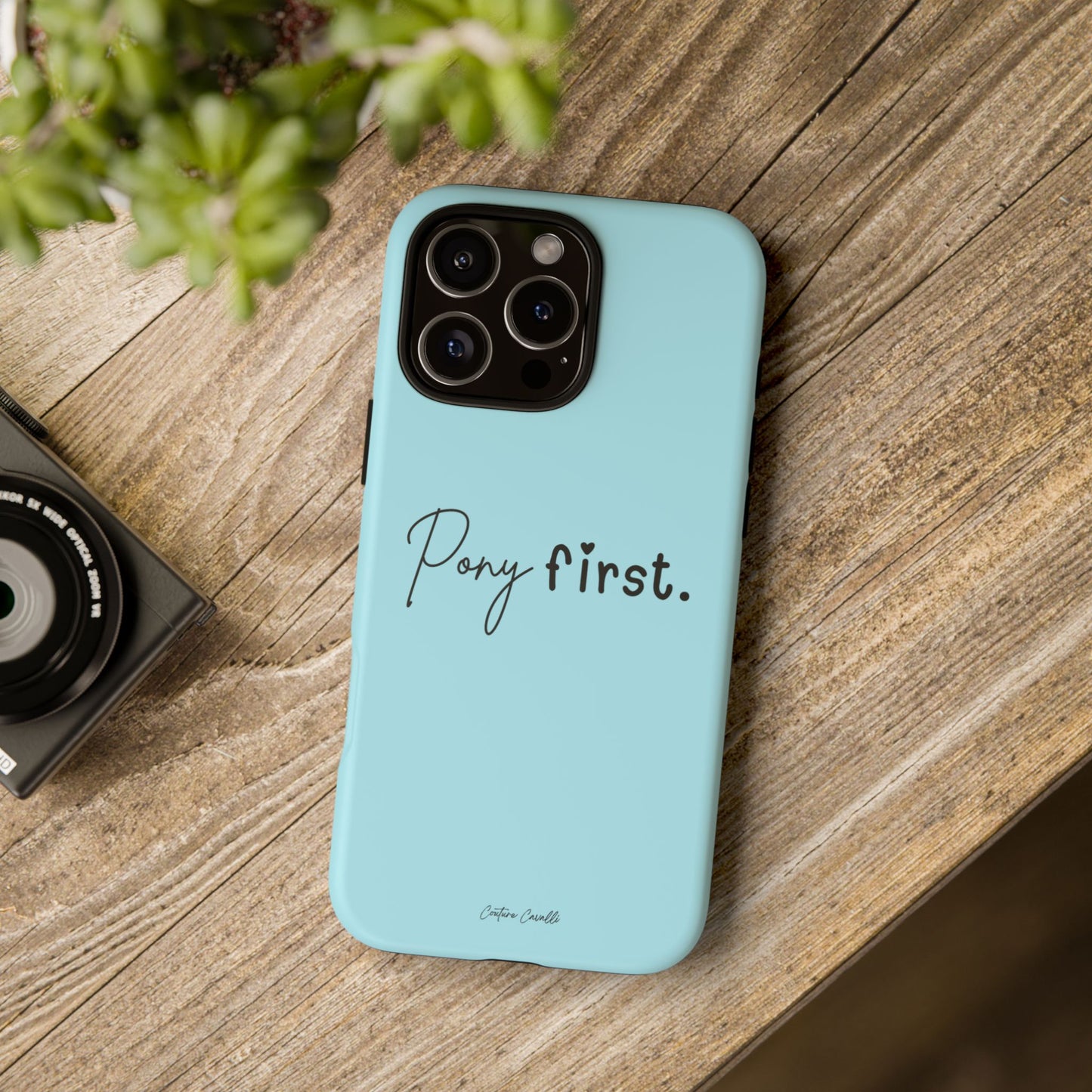 Pony First Phone Case - Protective Tough iPhone Cover with Minimalist Equestrian Script
