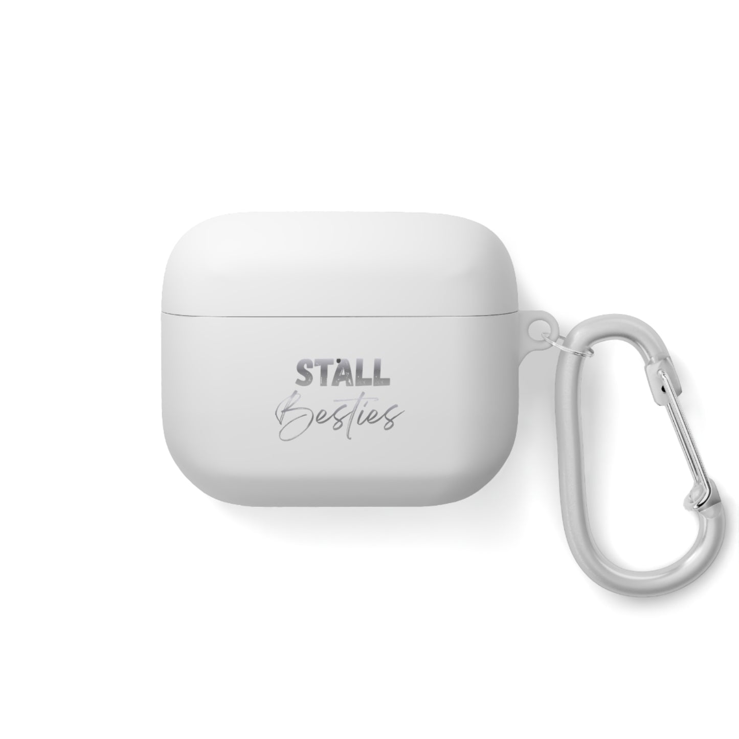 Minimal Personalized AirPods Case Cover — Custom Name Script with Carabiner