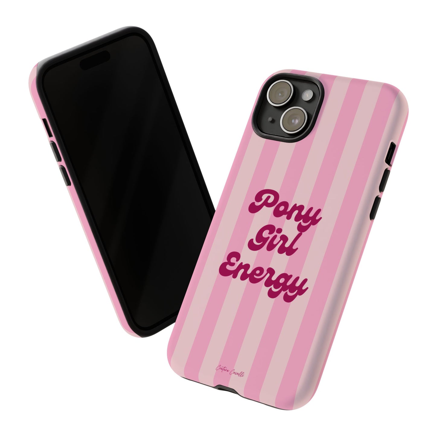 Pony Girl Energy Tough Phone Case — Pink Striped Protective Cover