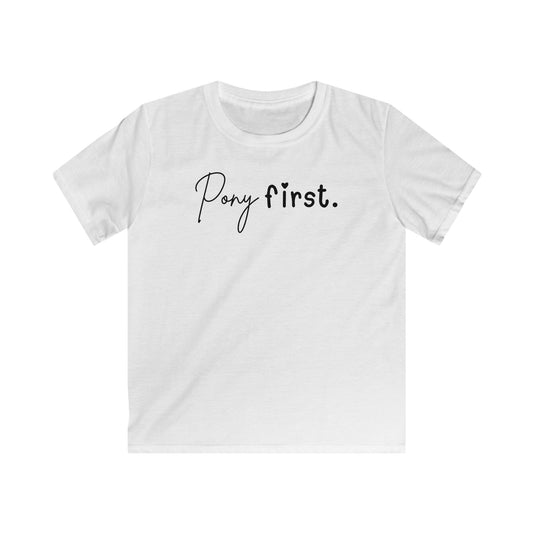Kinder T-Shirt Pony first - Pferde T-Shirt für Mädchen & Jungen - Pferdeliebe I Geschenkidee für Kinder - Reiterkleidung