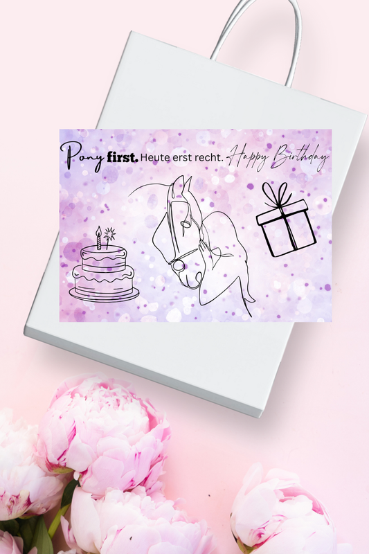 Geburtstagskarte Pony first