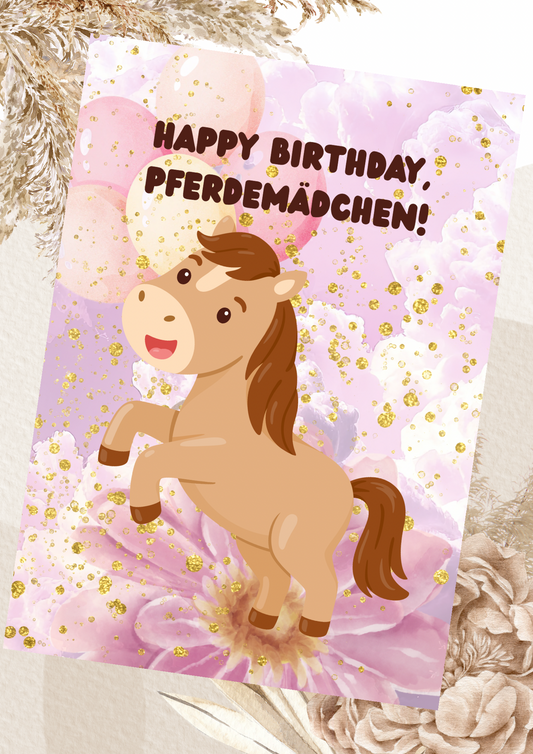 Geburtstagskarte Happy Birthday Pferdemädchen